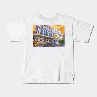 Madrid architecture. Gran Via Kids T-Shirt